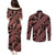 Indonesia Batik Pattern Couples Matching Puletasi and Long Sleeve Button Shirt Red Version - Wonder Print Shop