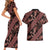 Indonesia Batik Pattern Couples Matching Short Sleeve Bodycon Dress and Hawaiian Shirt Red Version - Wonder Print Shop