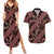 Indonesia Batik Pattern Couples Matching Summer Maxi Dress and Hawaiian Shirt Red Version - Wonder Print Shop