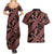 Indonesia Batik Pattern Couples Matching Summer Maxi Dress and Hawaiian Shirt Red Version - Wonder Print Shop