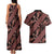 Indonesia Batik Pattern Couples Matching Tank Maxi Dress and Hawaiian Shirt Red Version - Wonder Print Shop