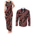 Indonesia Batik Pattern Couples Matching Tank Maxi Dress and Long Sleeve Button Shirt Red Version - Wonder Print Shop