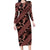 Indonesia Batik Pattern Family Matching Long Sleeve Bodycon Dress and Hawaiian Shirt Red Version - Wonder Print Shop