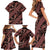 Indonesia Batik Pattern Family Matching Short Sleeve Bodycon Dress and Hawaiian Shirt Red Version - Wonder Print Shop