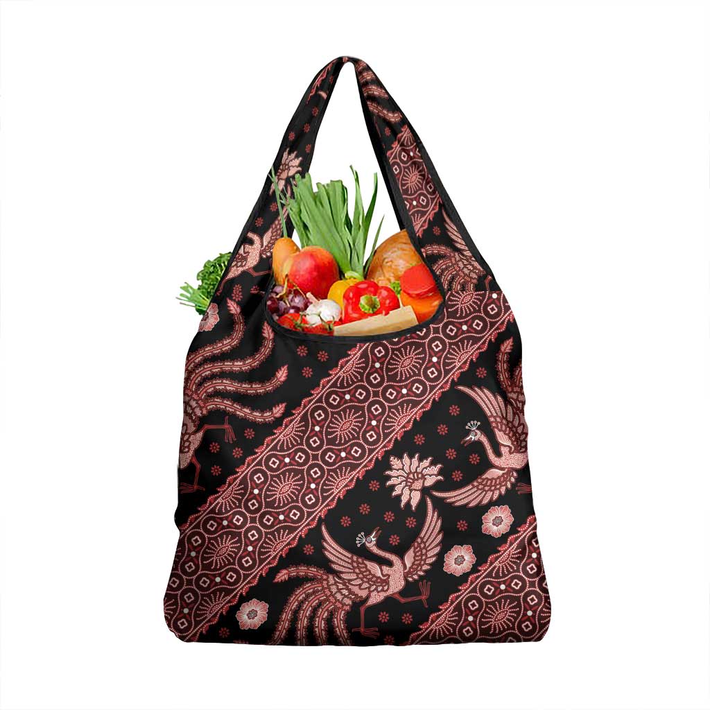 Indonesia Batik Pattern Grocery Bag Red Version