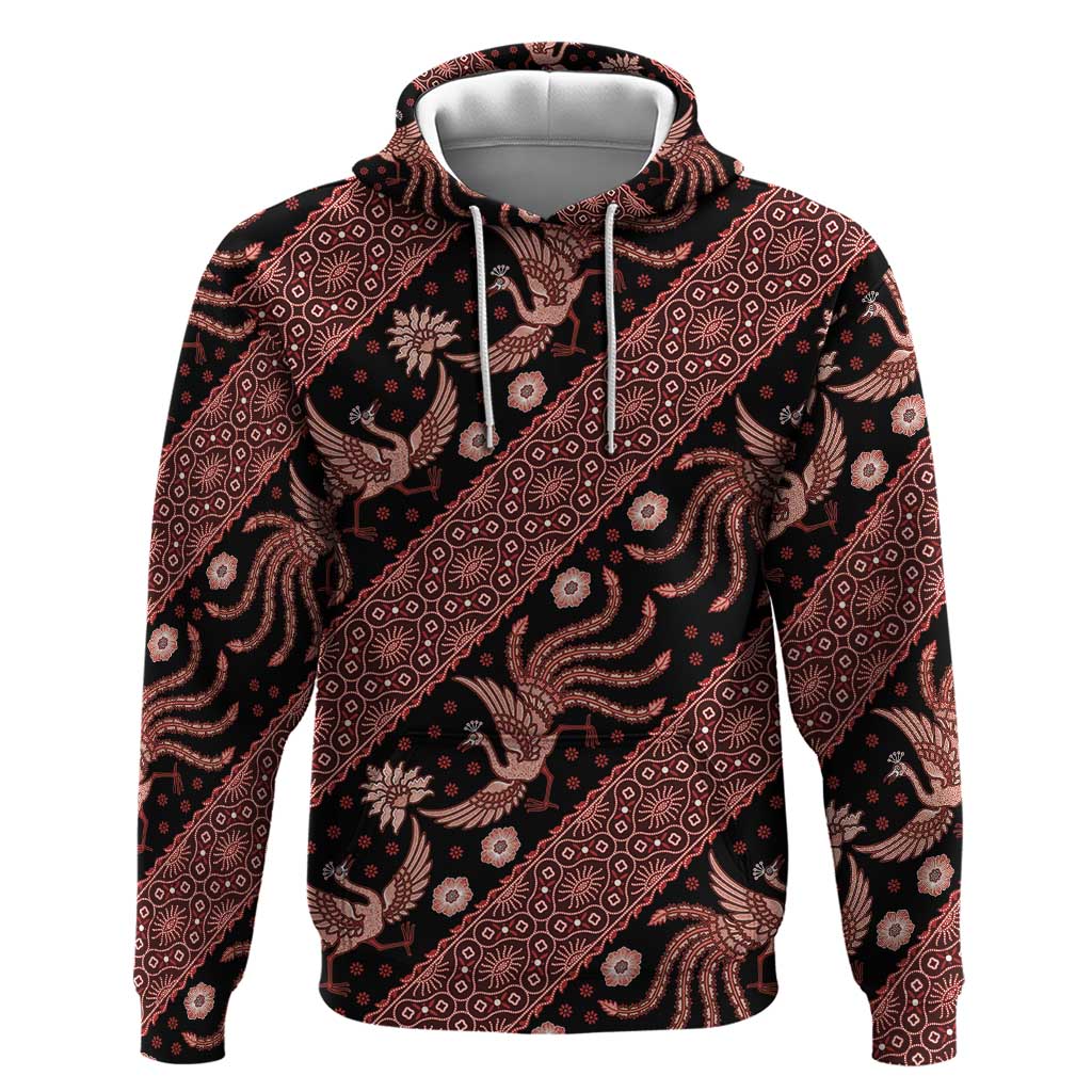 Indonesia Batik Pattern Hoodie Red Version - Wonder Print Shop