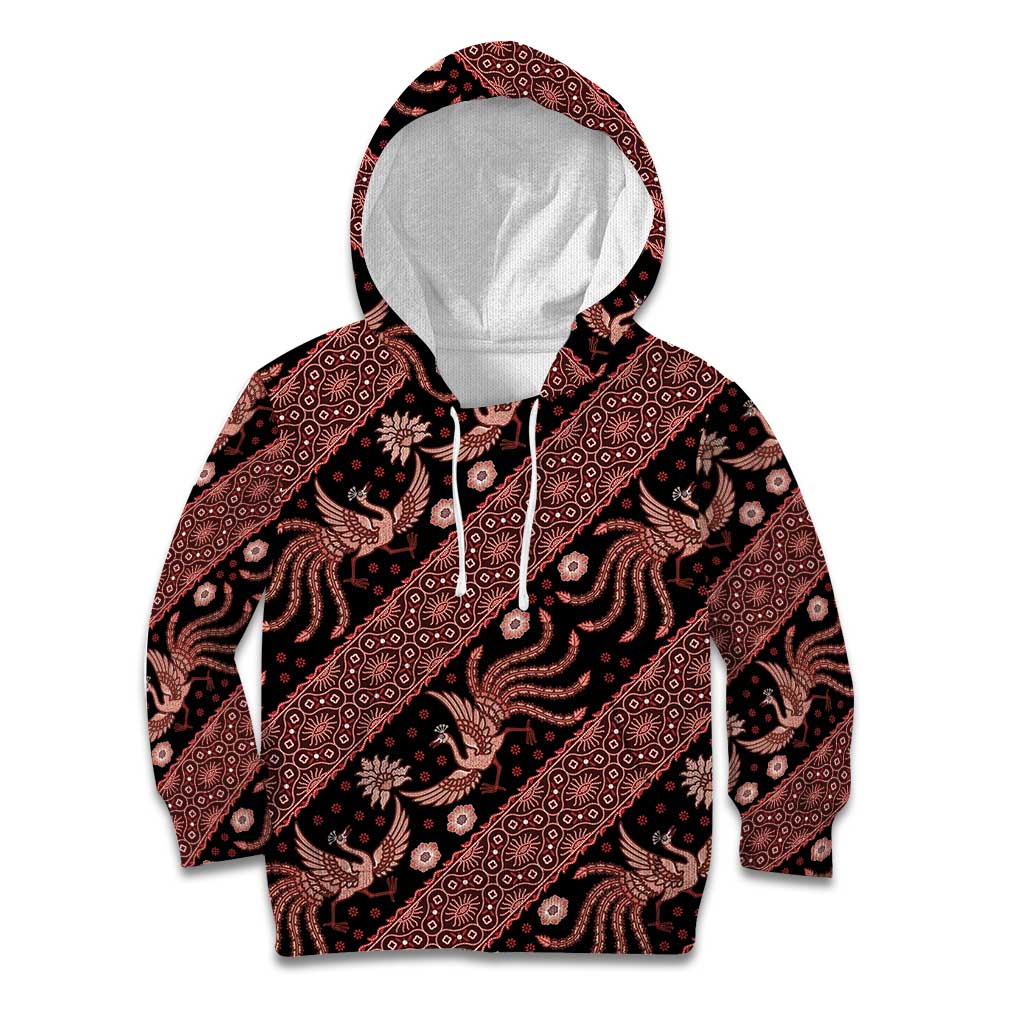 Indonesia Batik Pattern Kid Hoodie Red Version - Wonder Print Shop