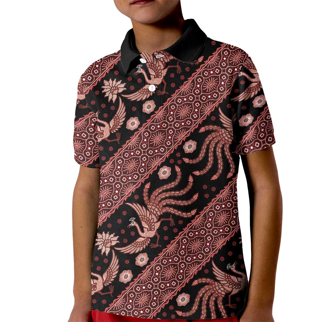 Indonesia Batik Pattern Kid Polo Shirt Red Version - Wonder Print Shop