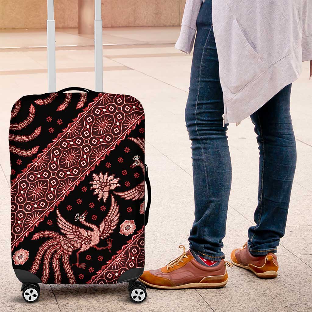 Indonesia Batik Pattern Luggage Cover Red Version - Wonder Print Shop