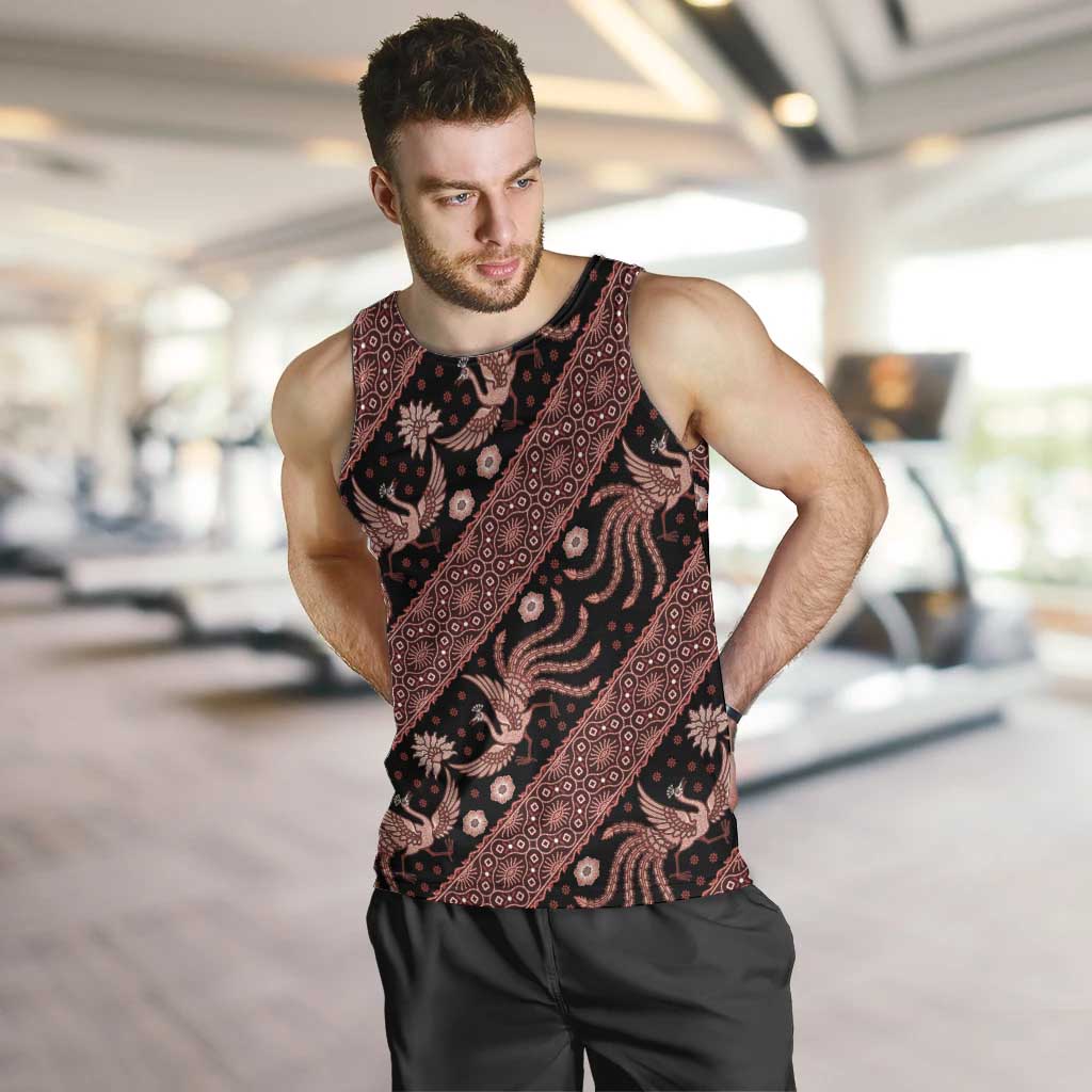 Indonesia Batik Pattern Men Tank Top Red Version - Wonder Print Shop