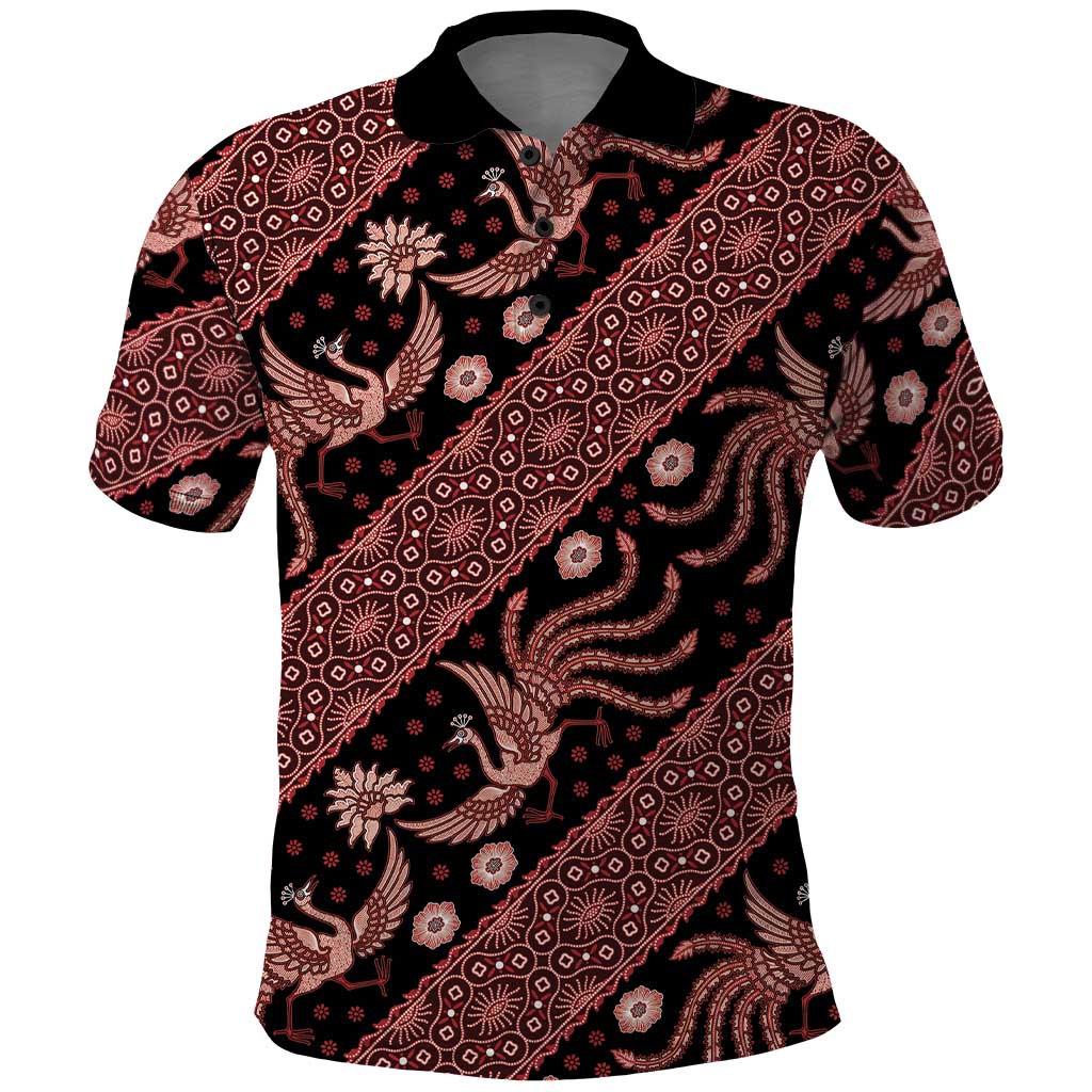 Indonesia Batik Pattern Polo Shirt Red Version - Wonder Print Shop