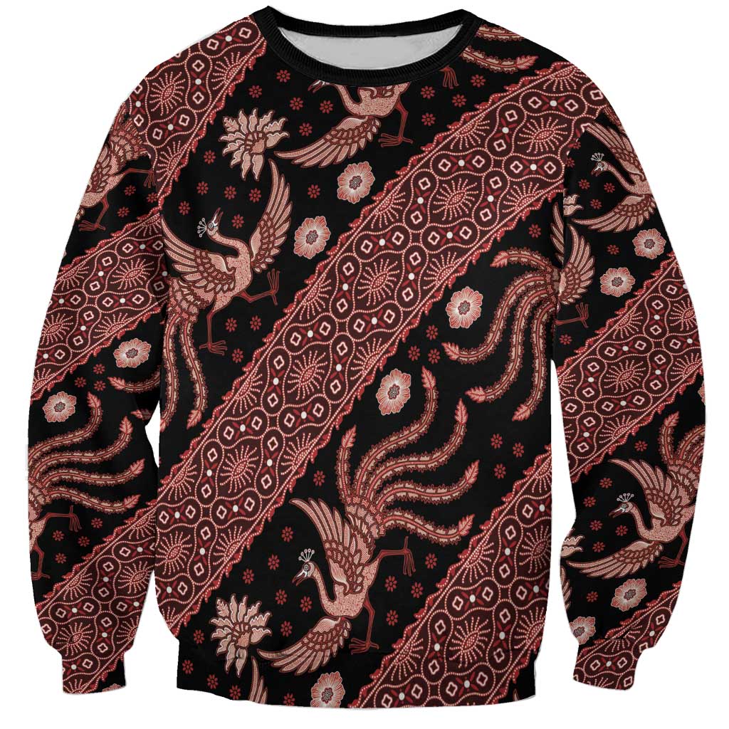 Indonesia Batik Pattern Sweatshirt Red Version - Wonder Print Shop