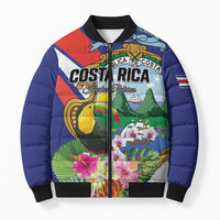 Personalized Costa Rica Rainbow Toucan Bomber Puffer Jacket Happy Independence Day