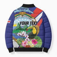 Personalized Costa Rica Rainbow Toucan Bomber Puffer Jacket Happy Independence Day