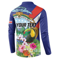 Personalized Costa Rica Rainbow Toucan Button Sweatshirt Happy Independence Day