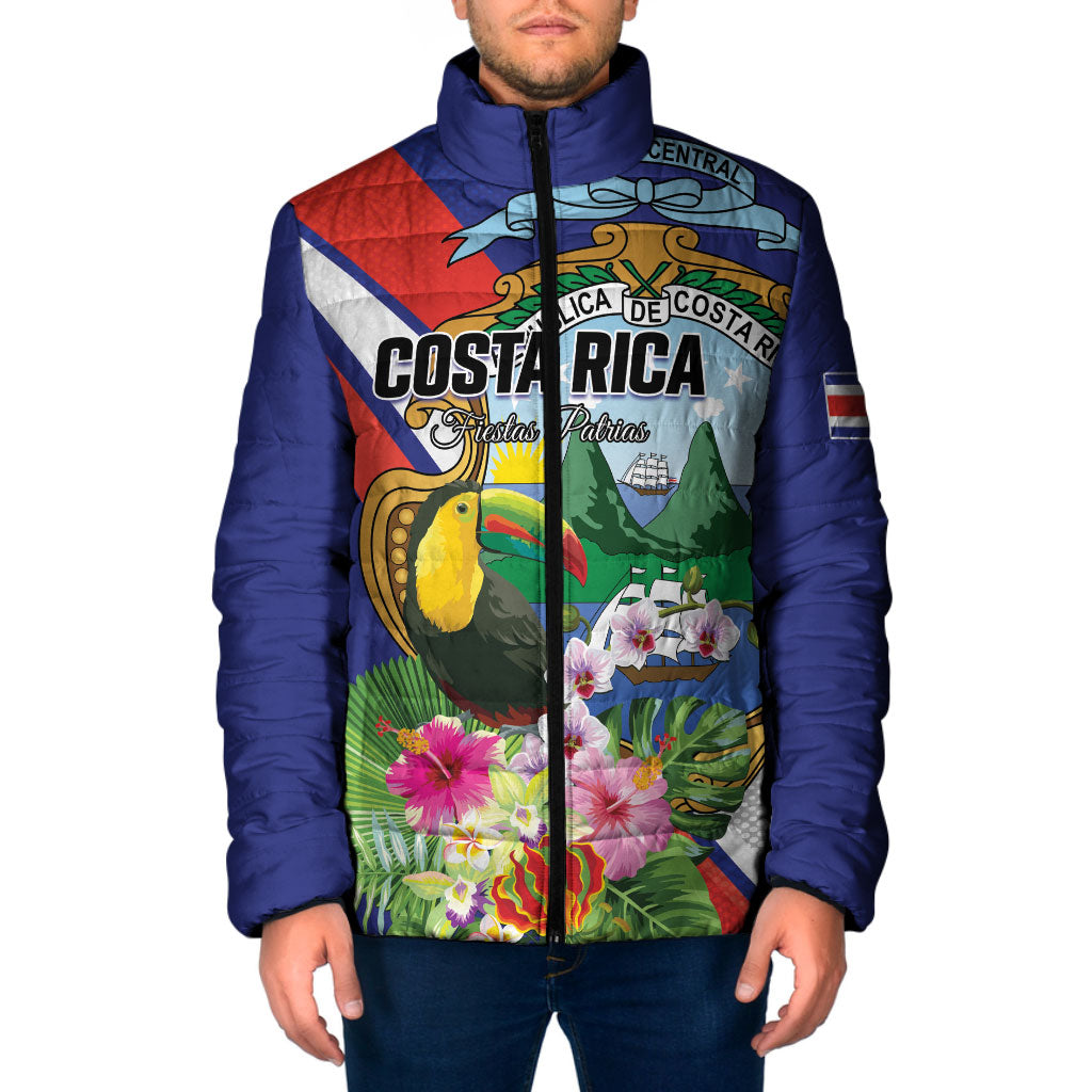 Personalized Costa Rica Rainbow Toucan Padded Jacket Happy Independence Day