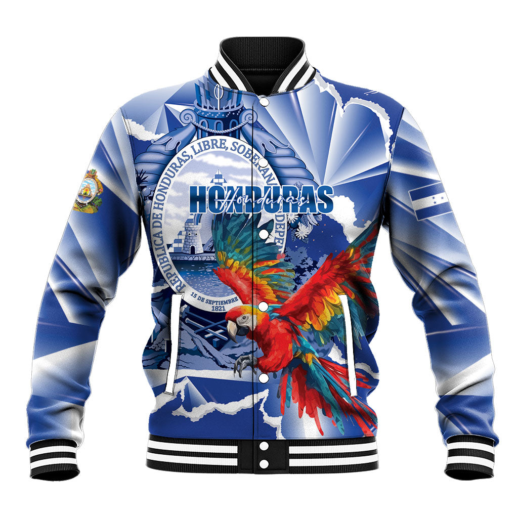 Personalized Honduras Scarlet Macaw Baseball Jacket Happy Independence Day
