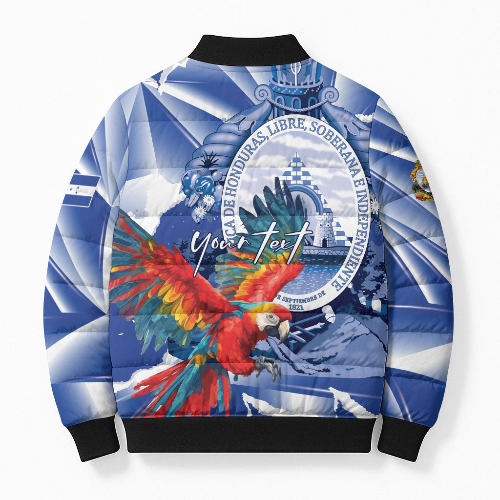 Personalized Honduras Scarlet Macaw Bomber Puffer Jacket Happy Independence Day