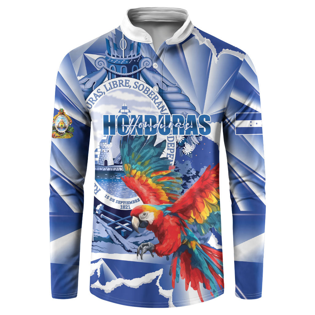 Personalized Honduras Scarlet Macaw Button Sweatshirt Happy Independence Day