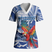 Personalized Honduras Scarlet Macaw Scrub Top Happy Independence Day