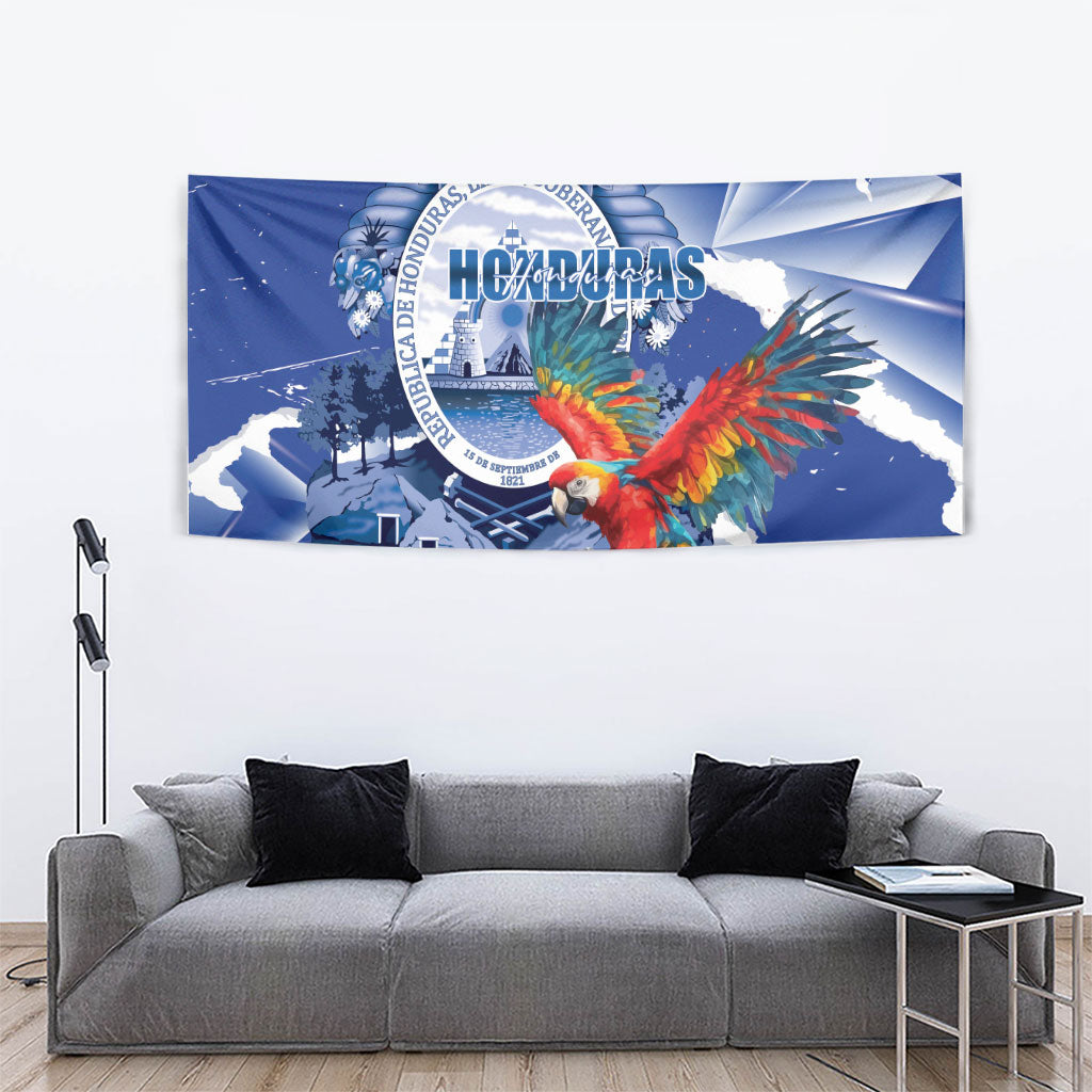Honduras Scarlet Macaw Tapestry Happy Independence Day