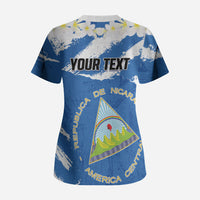 Personalized Nicaragua Sacuanjoche Scrub Top Happy Independence Day