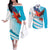 honduras-couples-matching-off-the-shoulder-long-sleeve-dress-and-long-sleeve-button-shirts-coat-of-arms-with-scarlet-macaw