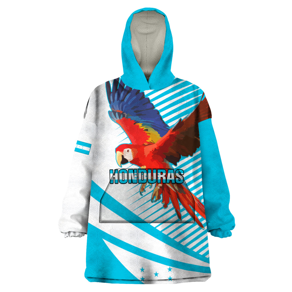 Honduras Wearable Blanket Hoodie Coat Of Arms With Scarlet Macaw - Wonder Print Shop