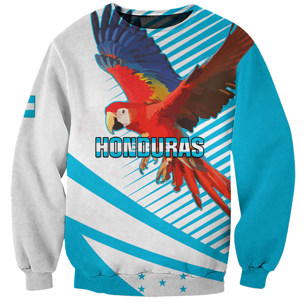 Unisex blue and gray sweatshirt with Honduras flag graphic front and full sleeves