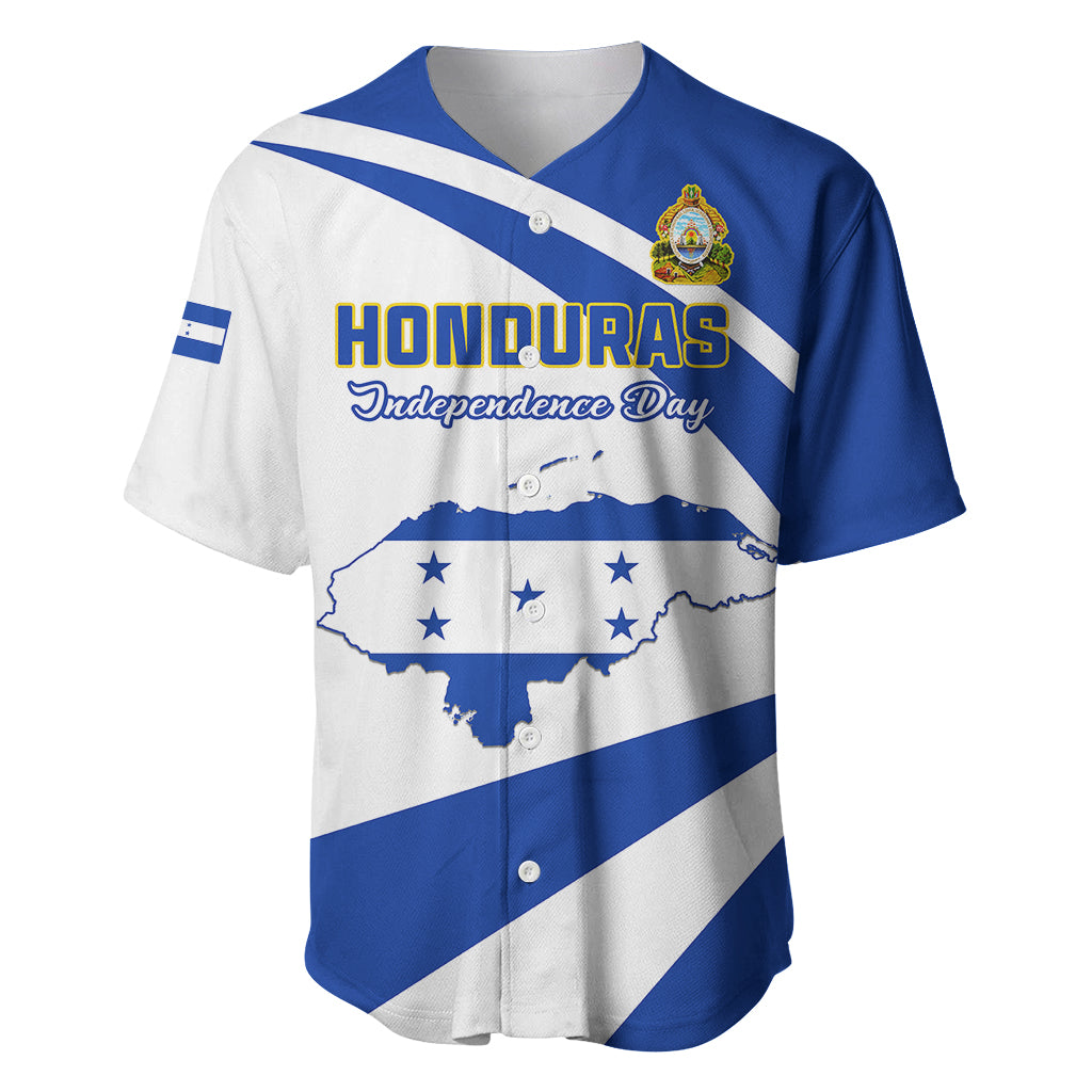 Honduras Independence Day Baseball Jersey Map With Coat Of Arms - Wonder Print Shop