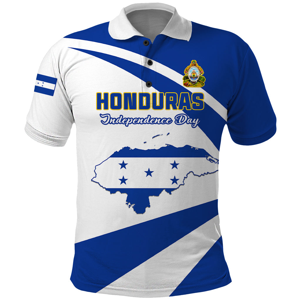 Honduras Independence Day Polo Shirt Map With Coat Of Arms - Wonder Print Shop