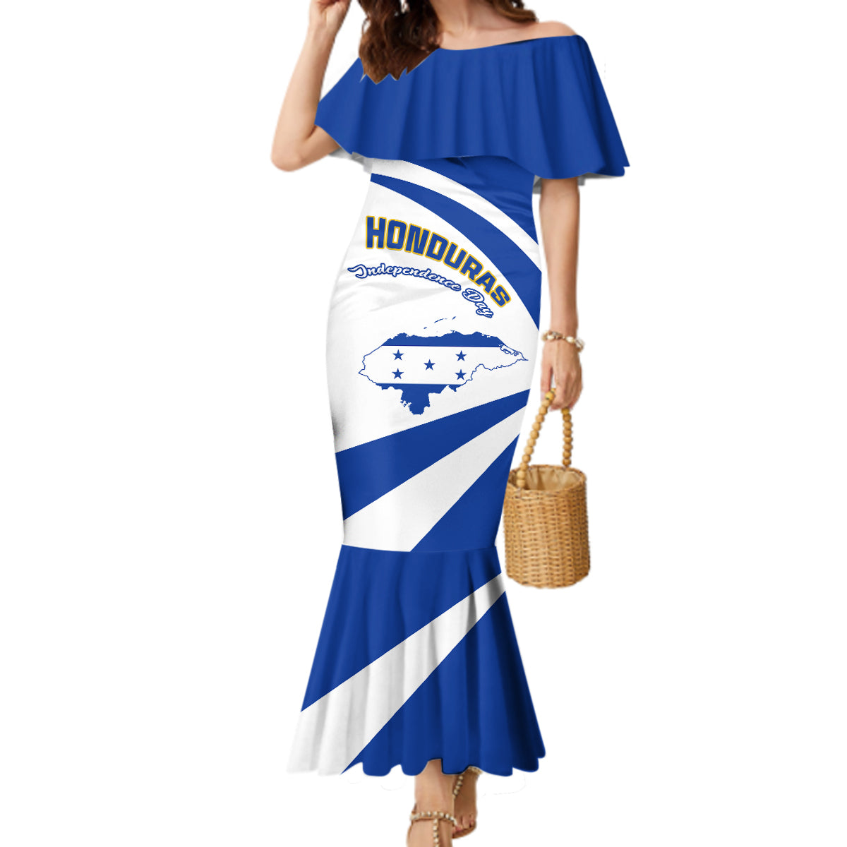 Personalised Honduras Independence Day Mermaid Dress Map With Coat Of Arms - Wonder Print Shop