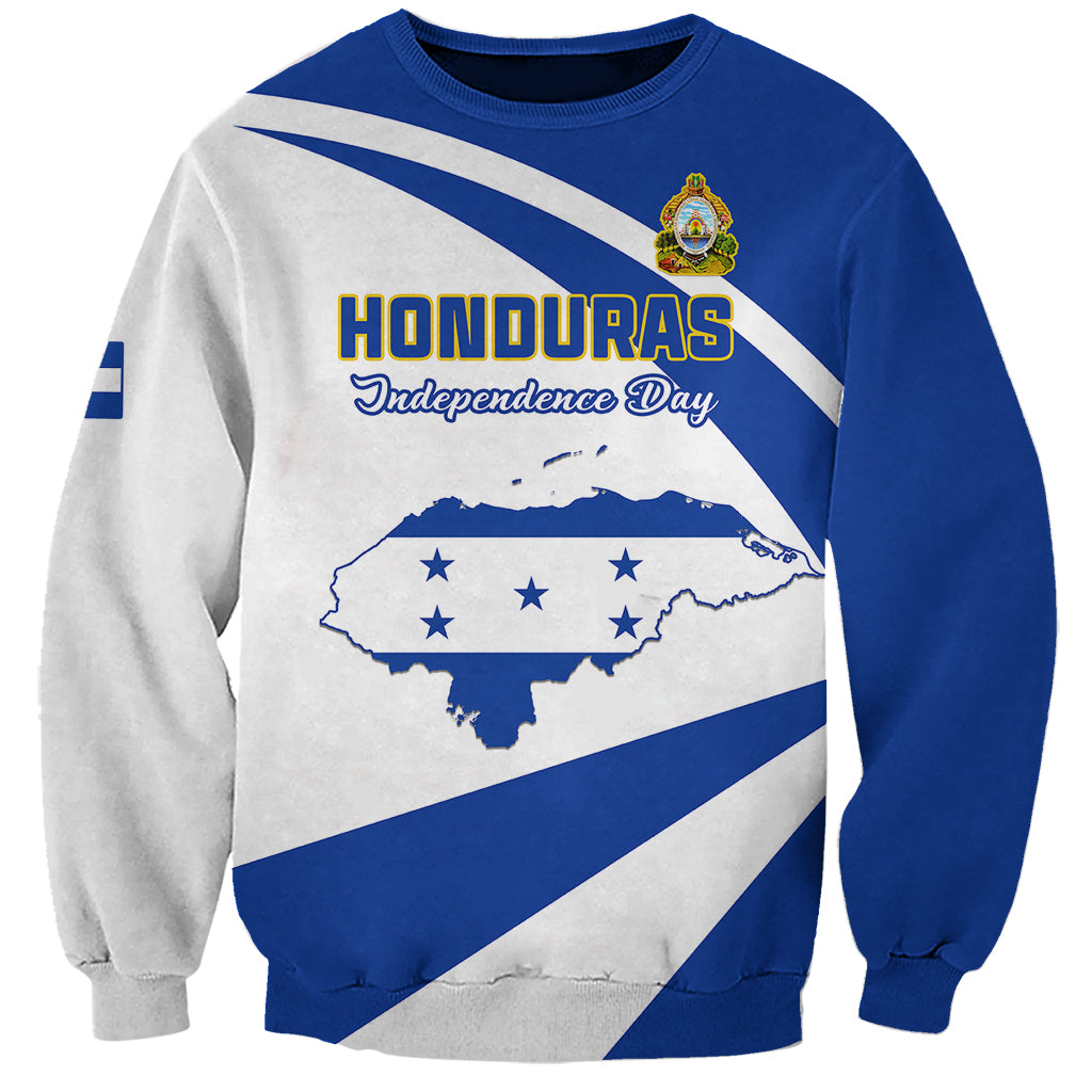 Personalised Honduras Independence Day Sweatshirt Map With Coat Of Arms - Wonder Print Shop