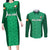 Ireland Rugby Couples Matching Long Sleeve Bodycon Dress and Long Sleeve Button Shirts Irish Celtic Cross Mix Shamrock Pattern - Wonder Print Shop