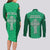 Ireland Rugby Couples Matching Long Sleeve Bodycon Dress and Long Sleeve Button Shirts Irish Celtic Cross Mix Shamrock Pattern - Wonder Print Shop