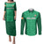 Ireland Rugby Couples Matching Puletasi Dress and Long Sleeve Button Shirts Irish Celtic Cross Mix Shamrock Pattern - Wonder Print Shop