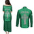 Ireland Rugby Couples Matching Puletasi Dress and Long Sleeve Button Shirts Irish Celtic Cross Mix Shamrock Pattern - Wonder Print Shop