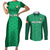 Ireland Rugby Couples Matching Short Sleeve Bodycon Dress and Long Sleeve Button Shirts Irish Celtic Cross Mix Shamrock Pattern - Wonder Print Shop