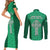 Ireland Rugby Couples Matching Short Sleeve Bodycon Dress and Long Sleeve Button Shirts Irish Celtic Cross Mix Shamrock Pattern - Wonder Print Shop