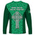 Ireland Rugby Long Sleeve Shirt Irish Celtic Cross Mix Shamrock Pattern - Wonder Print Shop