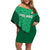 Ireland Rugby Off Shoulder Short Dress Irish Celtic Cross Mix Shamrock Pattern - Wonder Print Shop