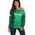 Ireland Rugby Off Shoulder Sweater Irish Celtic Cross Mix Shamrock Pattern - Wonder Print Shop