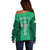 Ireland Rugby Off Shoulder Sweater Irish Celtic Cross Mix Shamrock Pattern - Wonder Print Shop