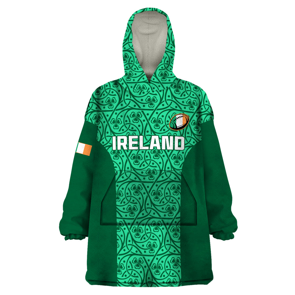 ireland-rugby-wearable-blanket-hoodie-irish-celtic-cross-mix-shamrock-pattern