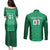 Custom Ireland Rugby Couples Matching Puletasi Dress and Long Sleeve Button Shirts Irish Celtic Cross Mix Shamrock Pattern - Wonder Print Shop