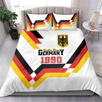 White Germany-themed bedding set with Unity Day 1990 text, shield emblem, and flag chevrons