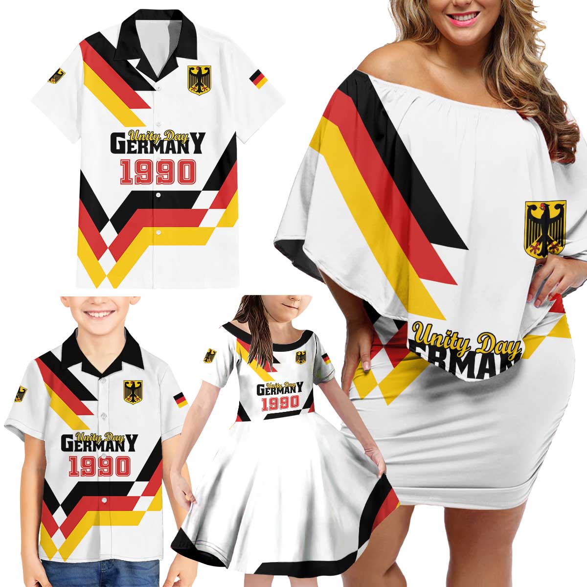 Personalized Germany Unity Day 1990 Edition Family Matching Off Shoulder Short Dress and Hawaiian Shirt Unique Style - Wonder Print Shop