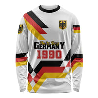 White long-sleeve shirt with Germany flag stripes and Unity Day Germany 1990 graphic