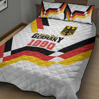 Quilt bed set on bed with white quilt, Germany crest and Unity Day 1990 text