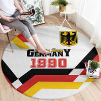 Round rug with white base and 'Unity Day Germany 1990' graphic in black/red/yellow